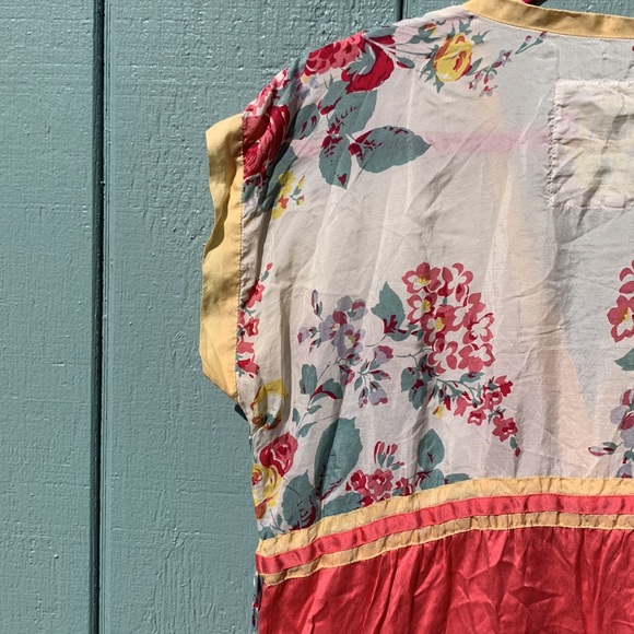 JOHNNY WAS Mixed Silk Print Floral Embroidered V-Neck Dress S - Picture 4 of 10